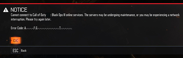 ABCD Call of Duty Black Ops 3 Error