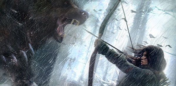 Lora Croft Fighting Bear in Rise of the Tomb Raider